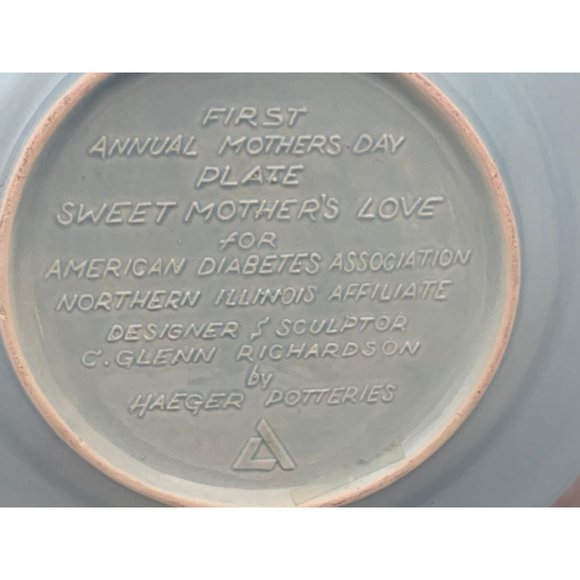 Haeger Pottery Mothers Day 1979 Plate First Annual 8" Blue - Picture 6 of 6